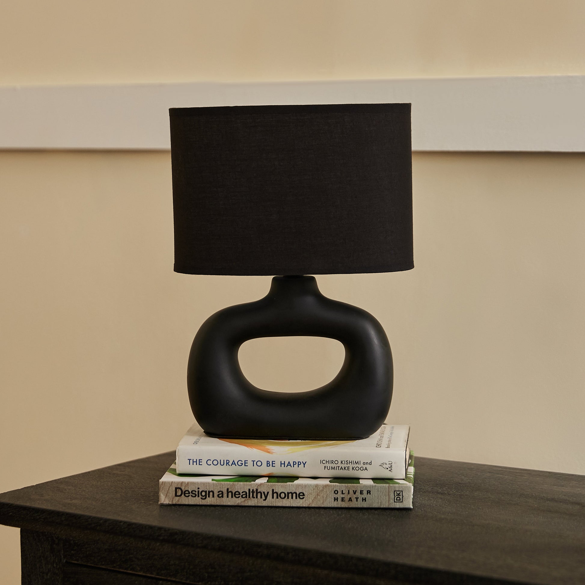 Astral Noir Fabric Shade Ceramic Table Lamp