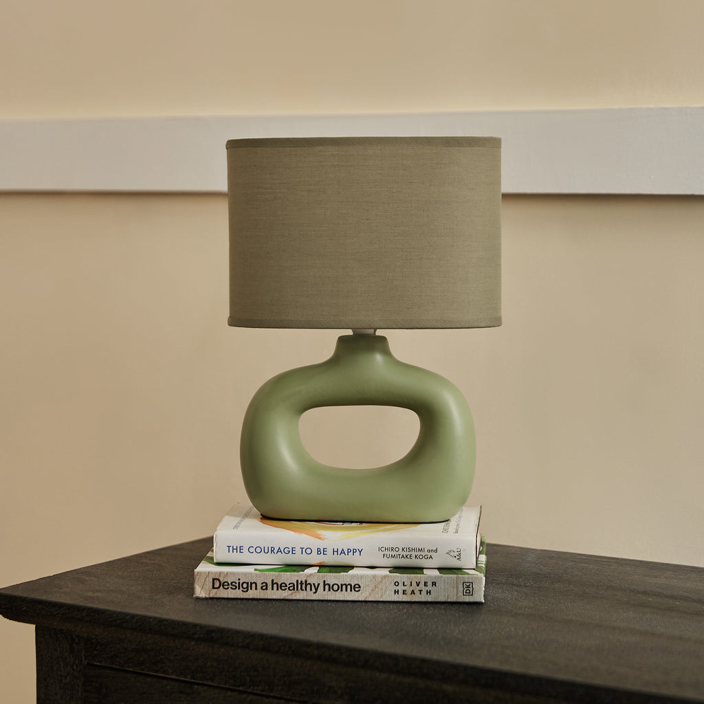 Astral Noir Fabric Shade Ceramic Table Lamp