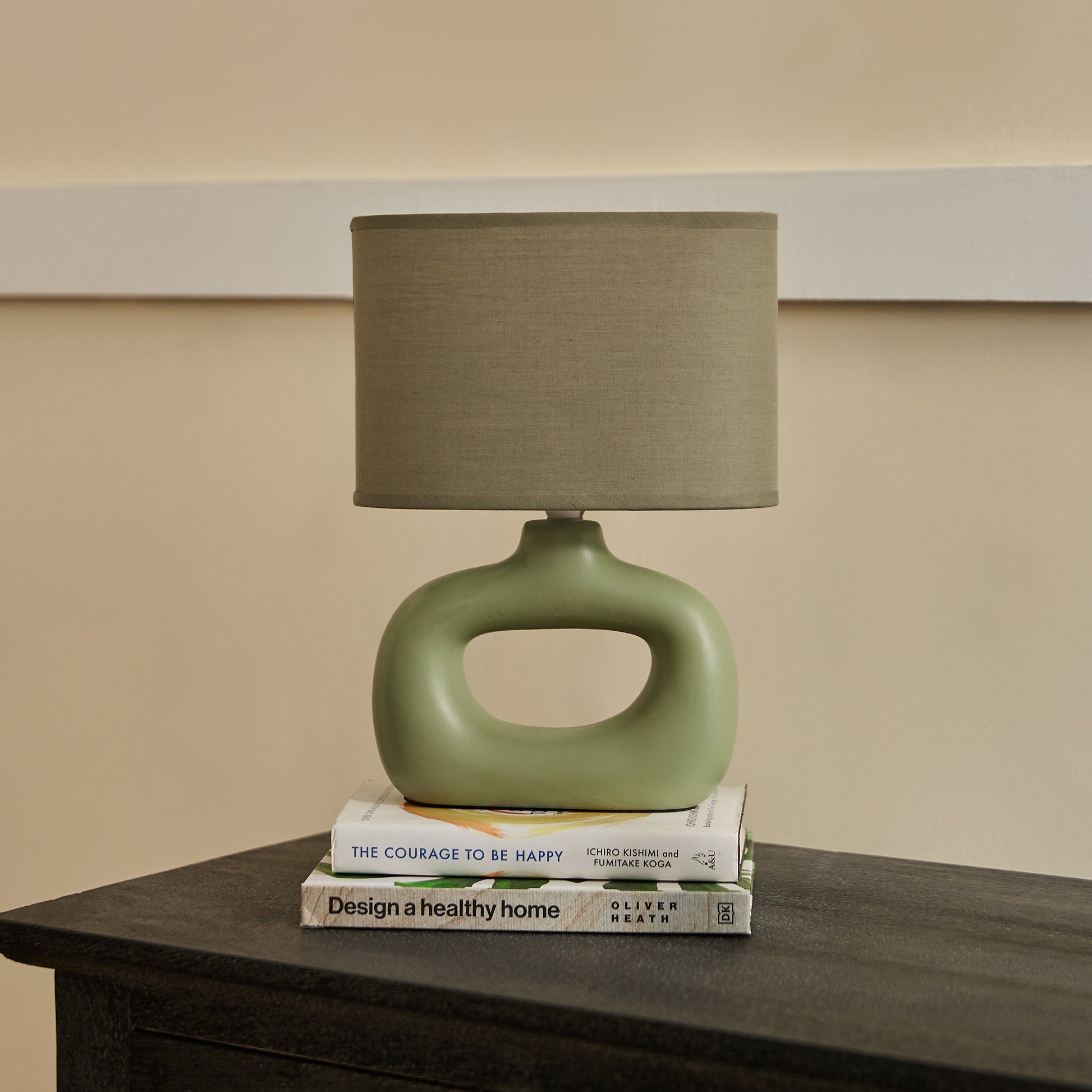 Astral Noir Fabric Shade Ceramic Table Lamp