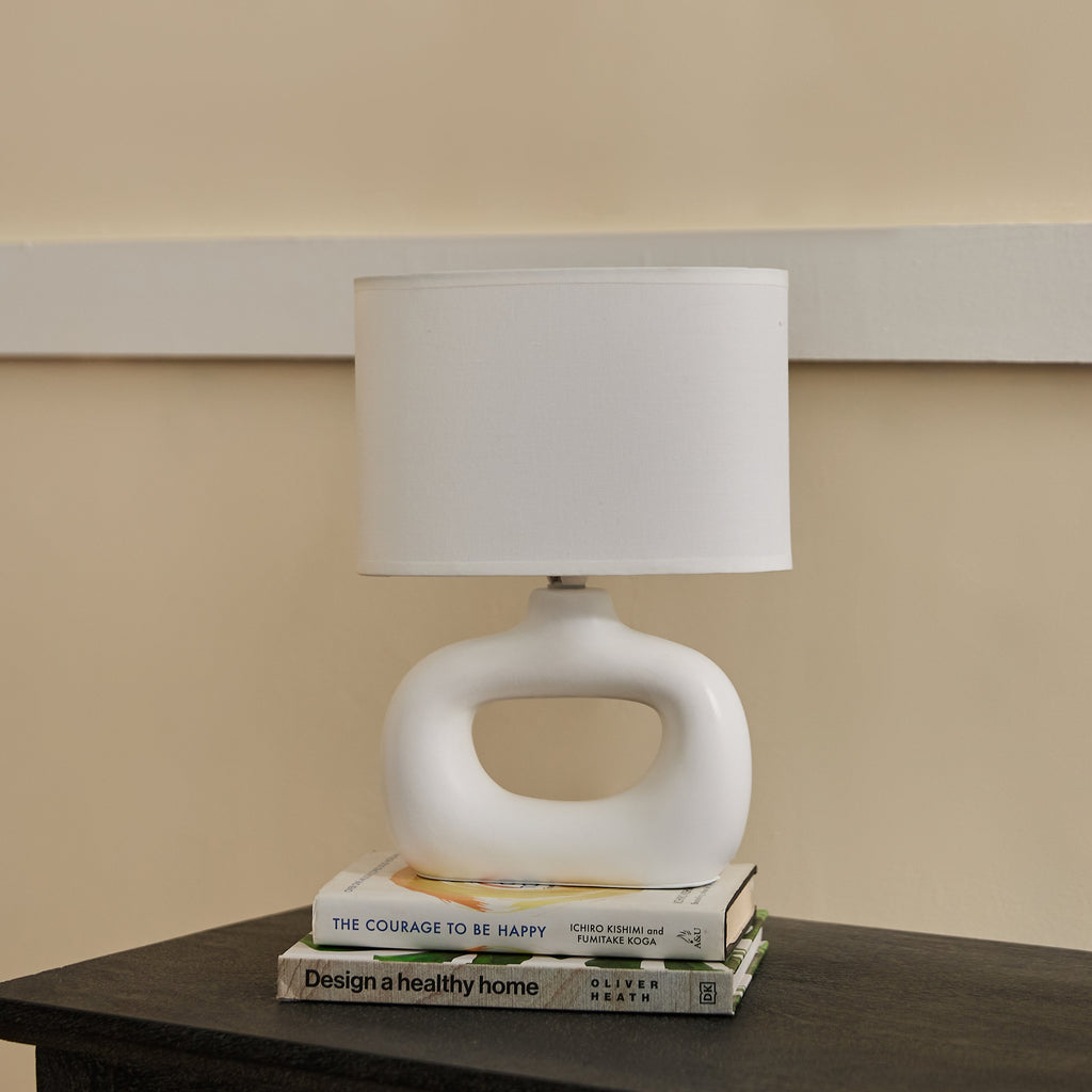 Astral Noir Fabric Shade Ceramic Table Lamp
