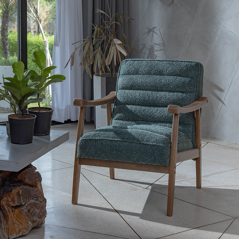 Tulsa Petal Rubberwood Armchair- Cotton