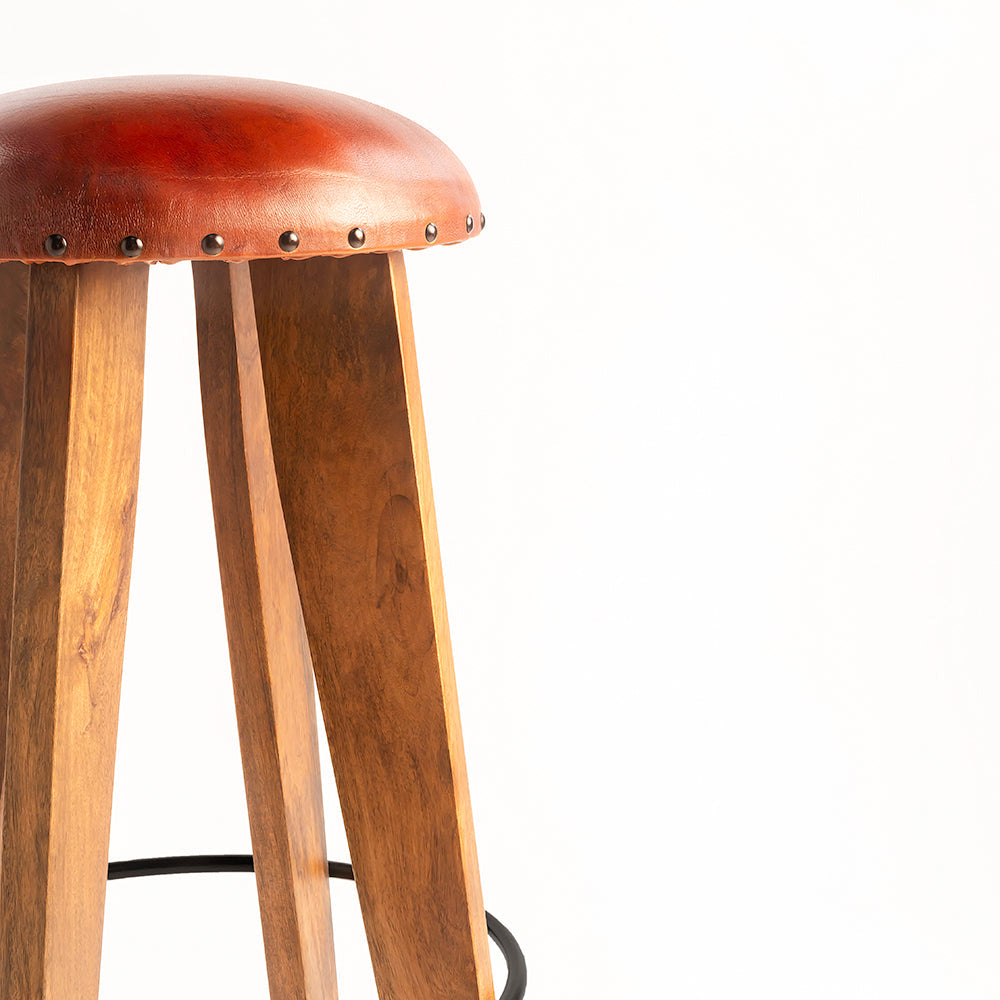 Wooden Figaro Leather Bar Chair