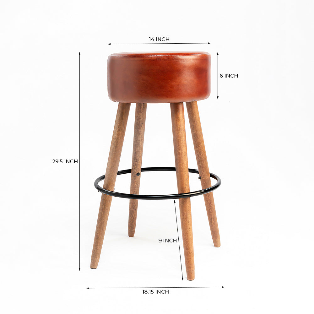 Wooden Havana Leather Bar Chair