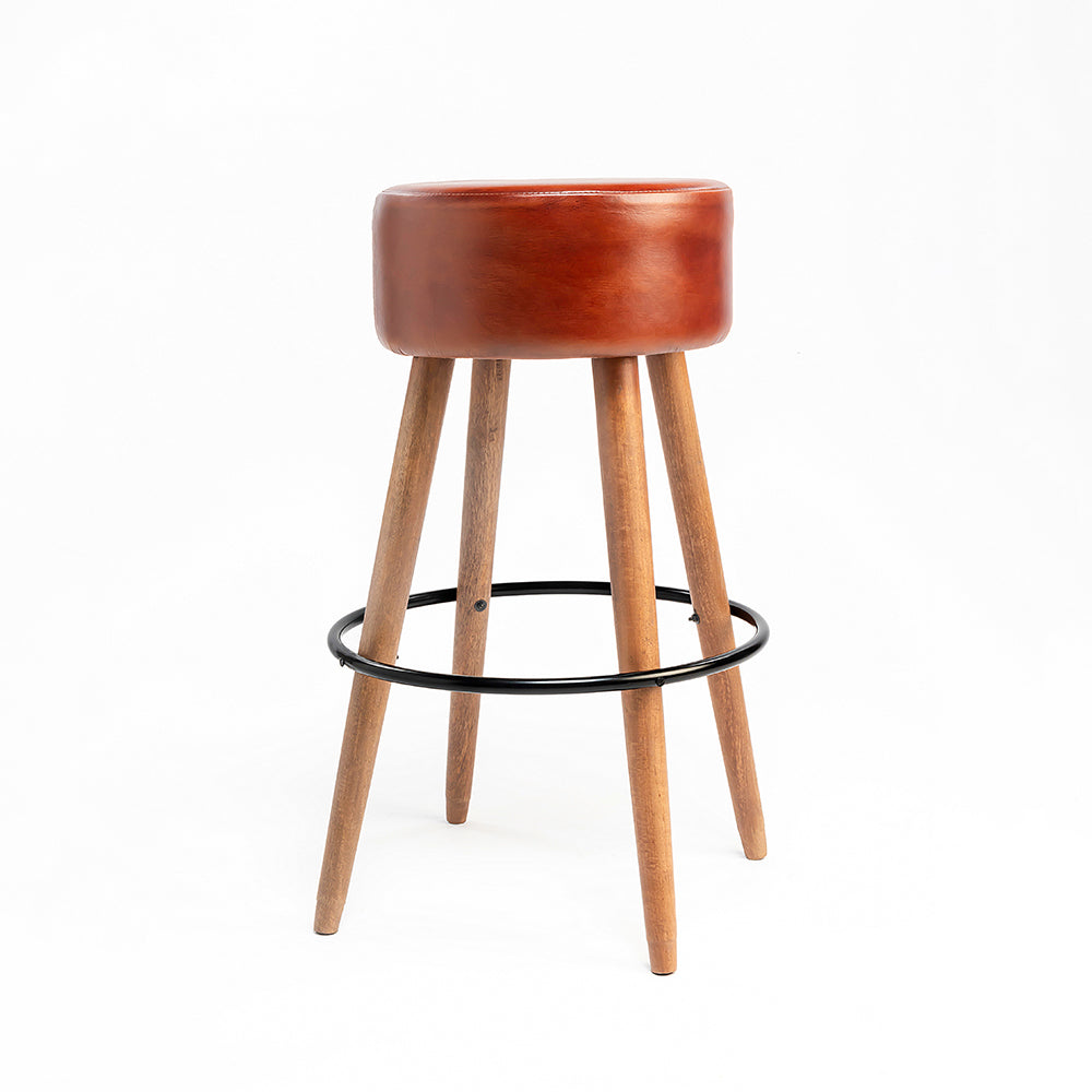 Wooden Havana Leather Bar Chair