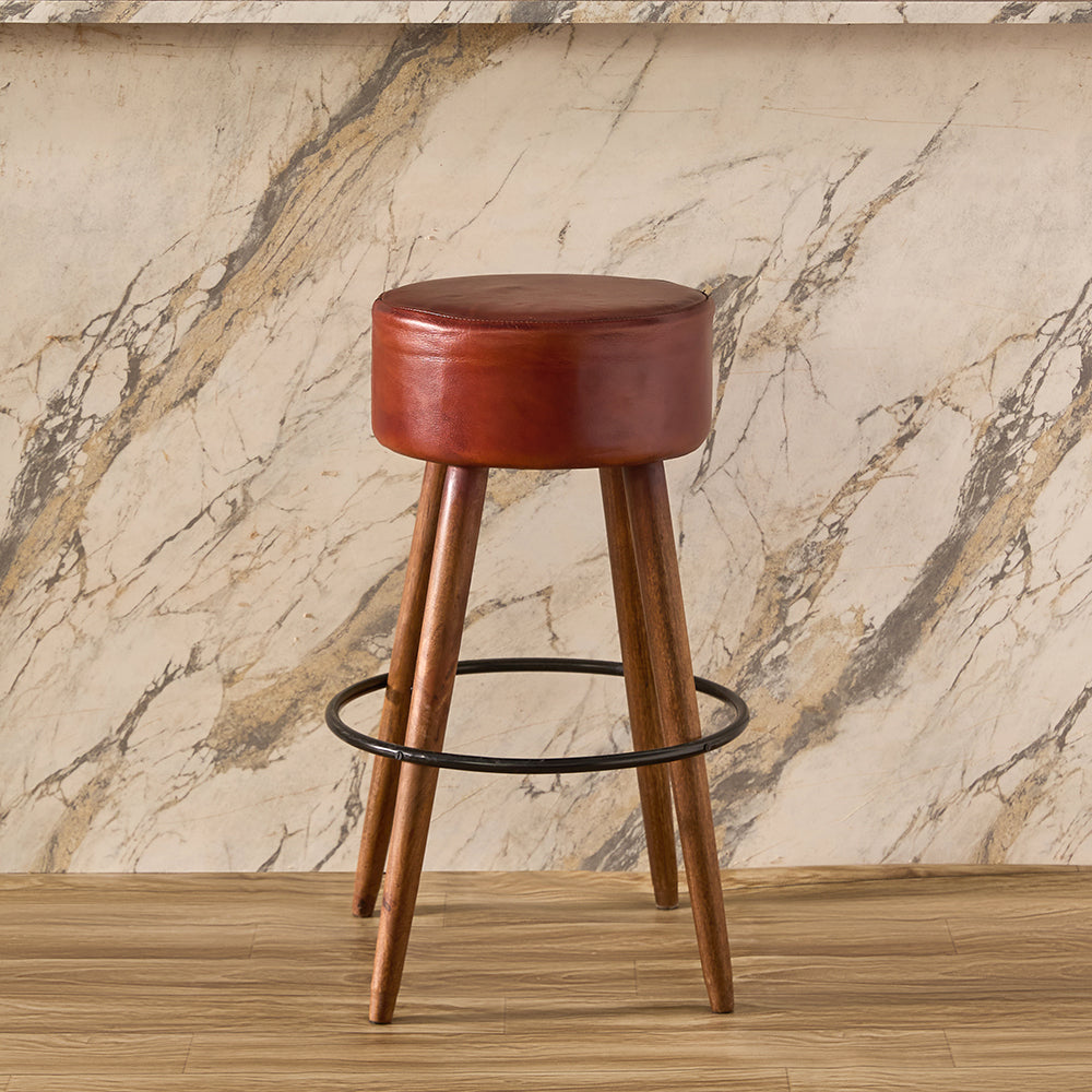 Wooden Havana Leather Bar Chair