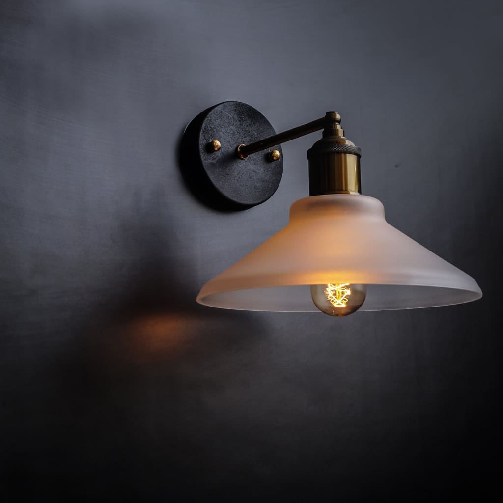 Nordic Conical Glass Wall Sconce Frosted Shade