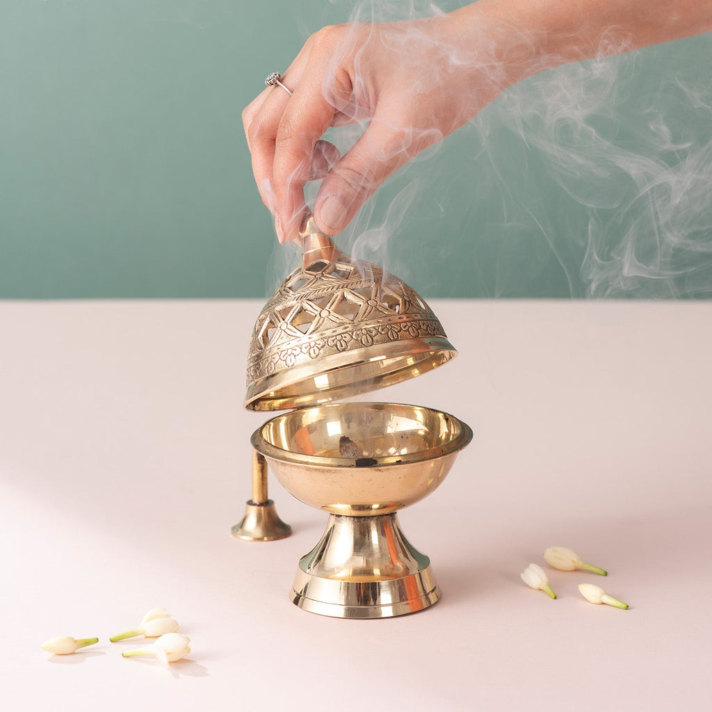 Elegant Brass Dhoop Holder Bowl