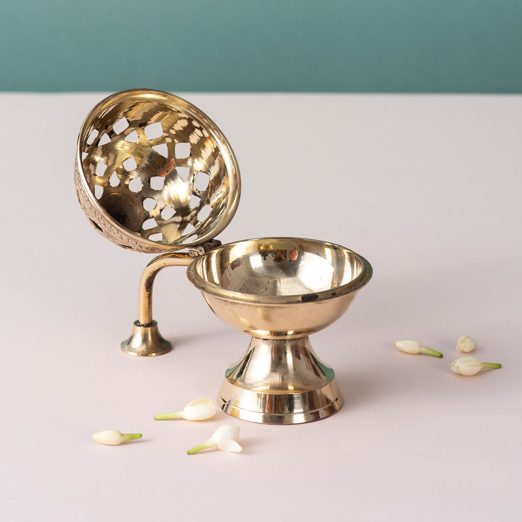 Elegant Brass Dhoop Holder Bowl