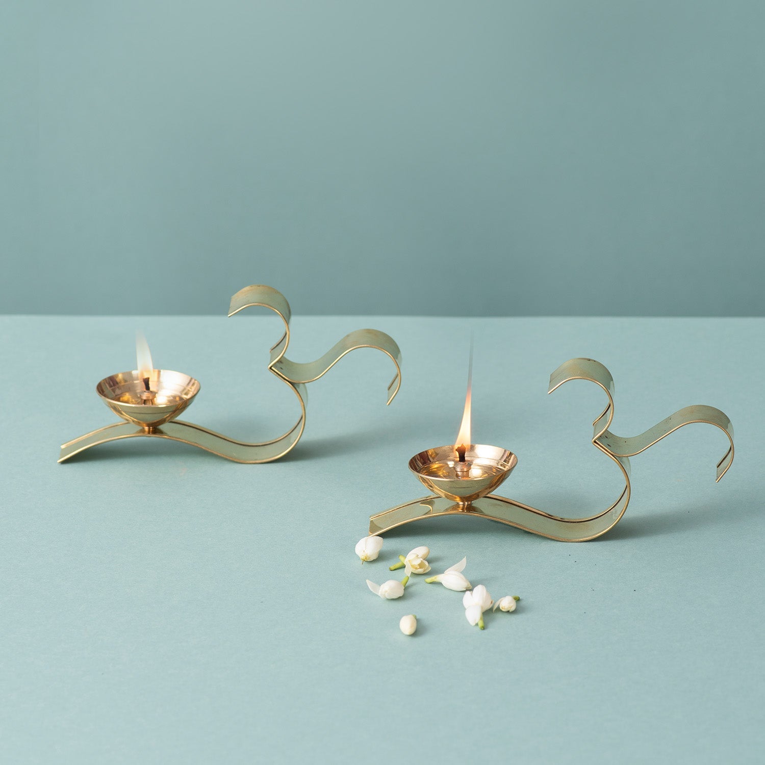 Om-Inspired Gold Diyas Set of 2