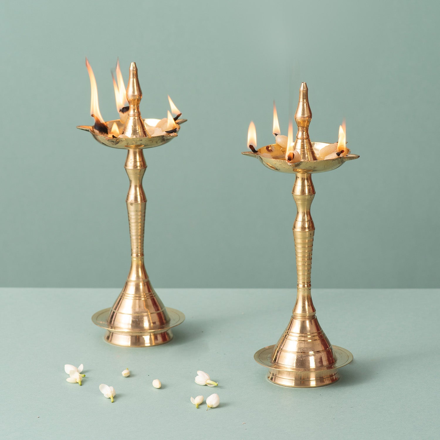 Elegant Brass Candlesticks Diya Stand for Décor Set of 2