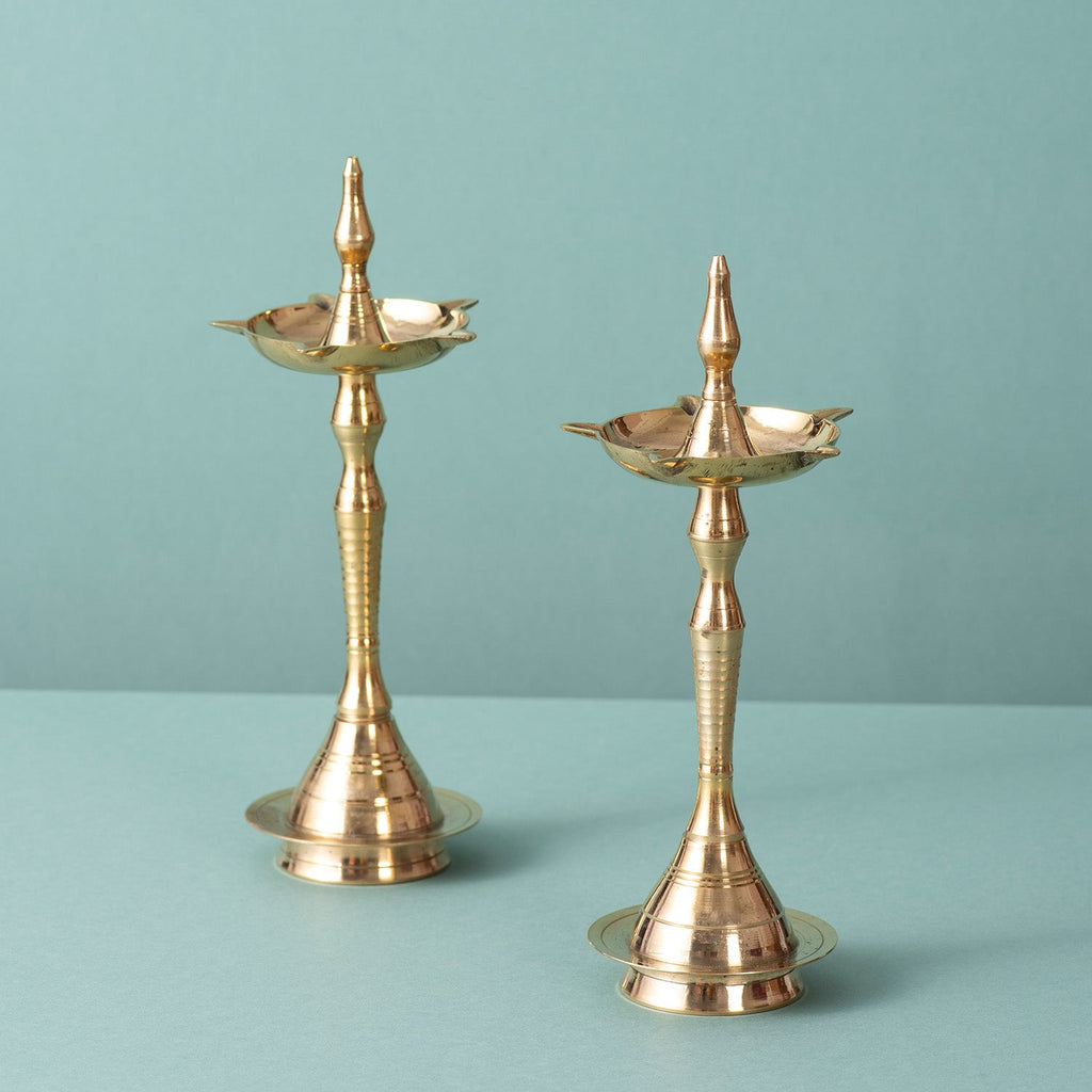 Elegant Brass Candlesticks Diya Stand for Décor Set of 2