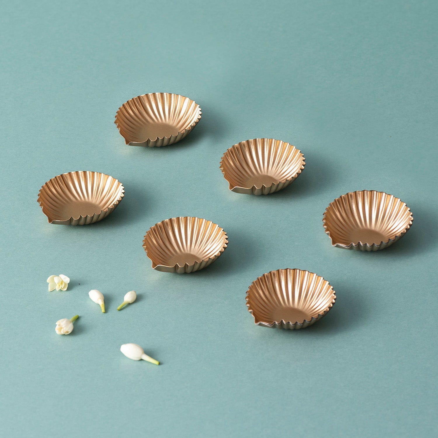 Gold Metallic Design Diyas Set of 6