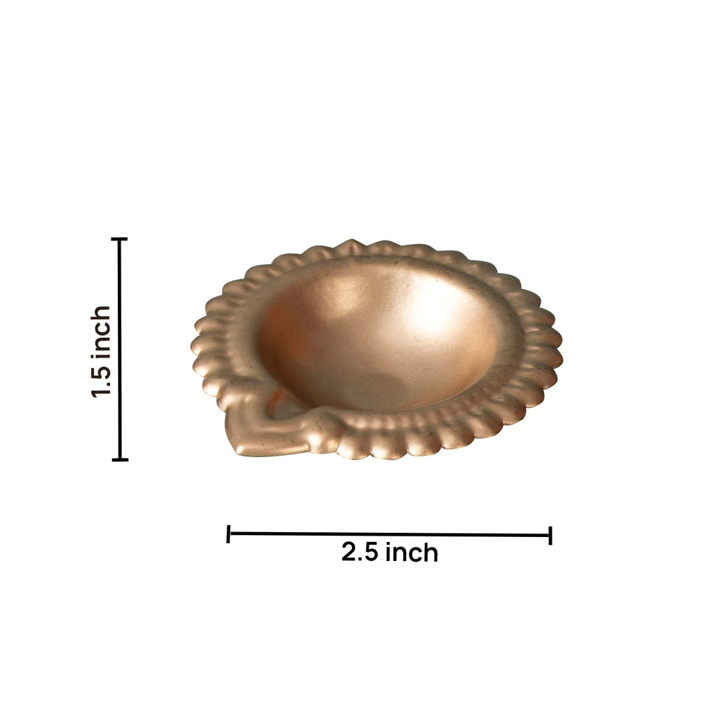 Gold Floral Design Diyas Set of 6