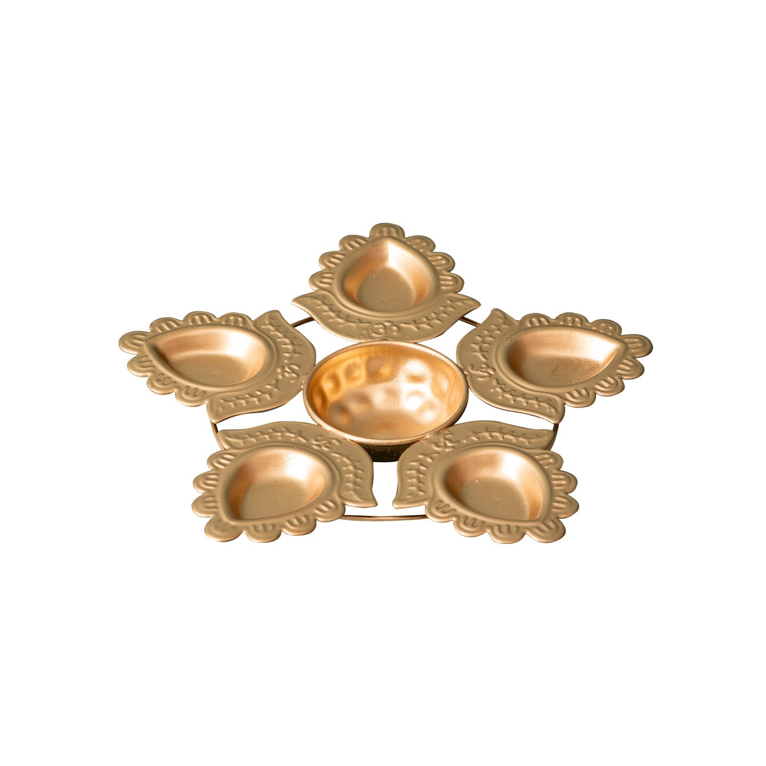 Elegant Golden Candle Holder Urli 5 Diyas