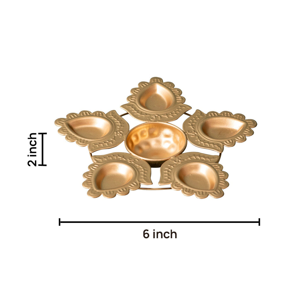 Elegant Golden Candle Holder Urli 5 Diyas
