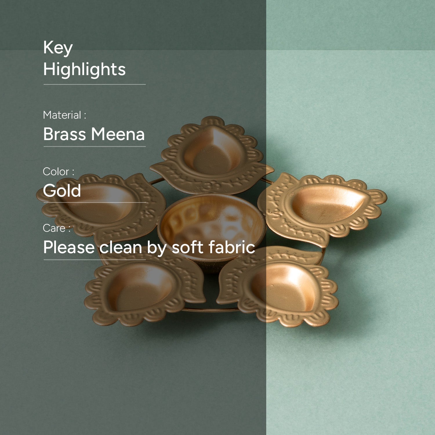 Elegant Golden Candle Holder Urli 5 Diyas