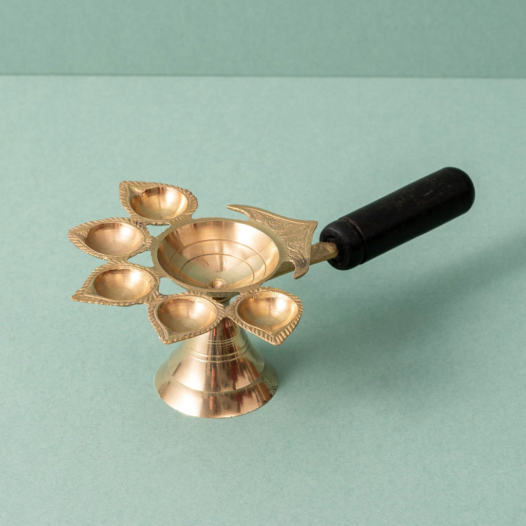 Elegant Brass Pooja Diya Stand for Arti