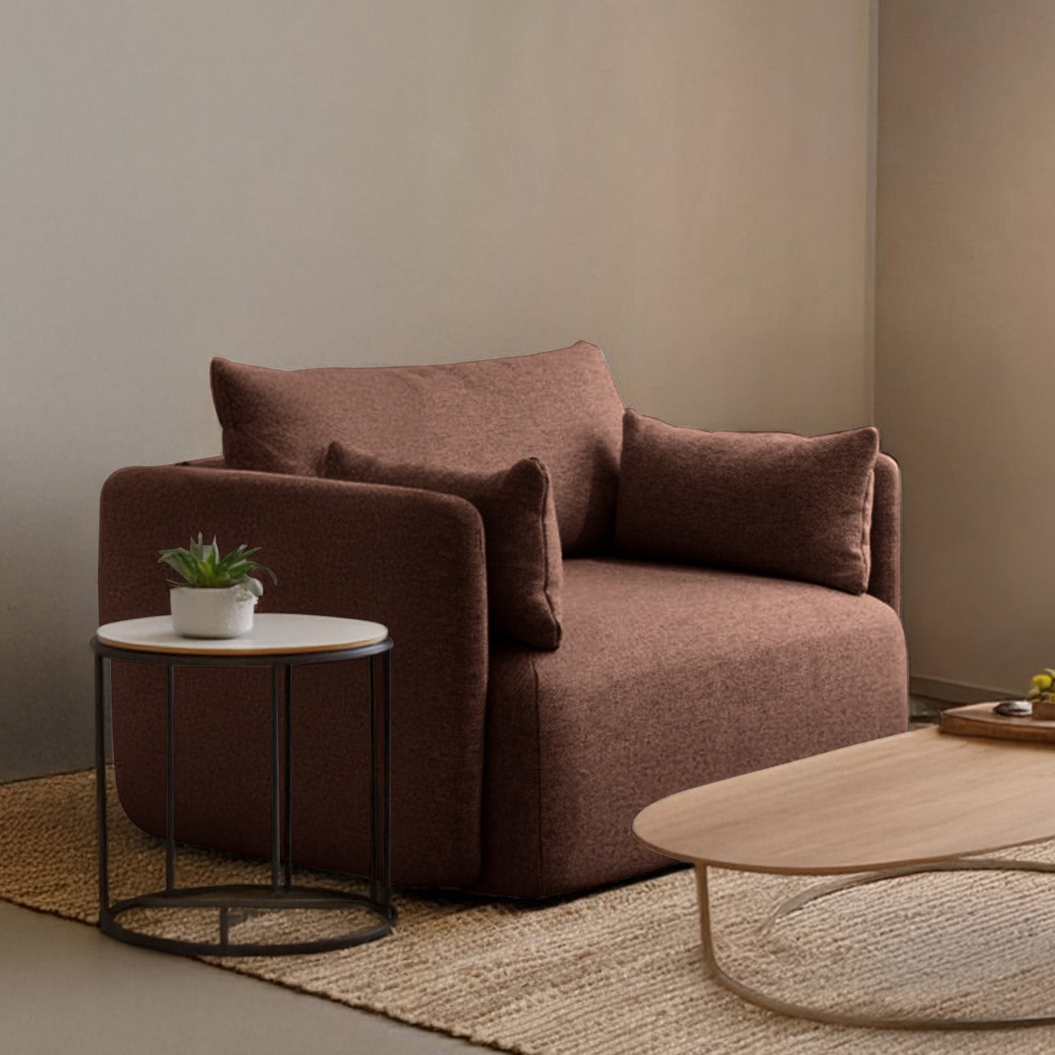 CozyChic Burgundy Boucle Accent Sofa