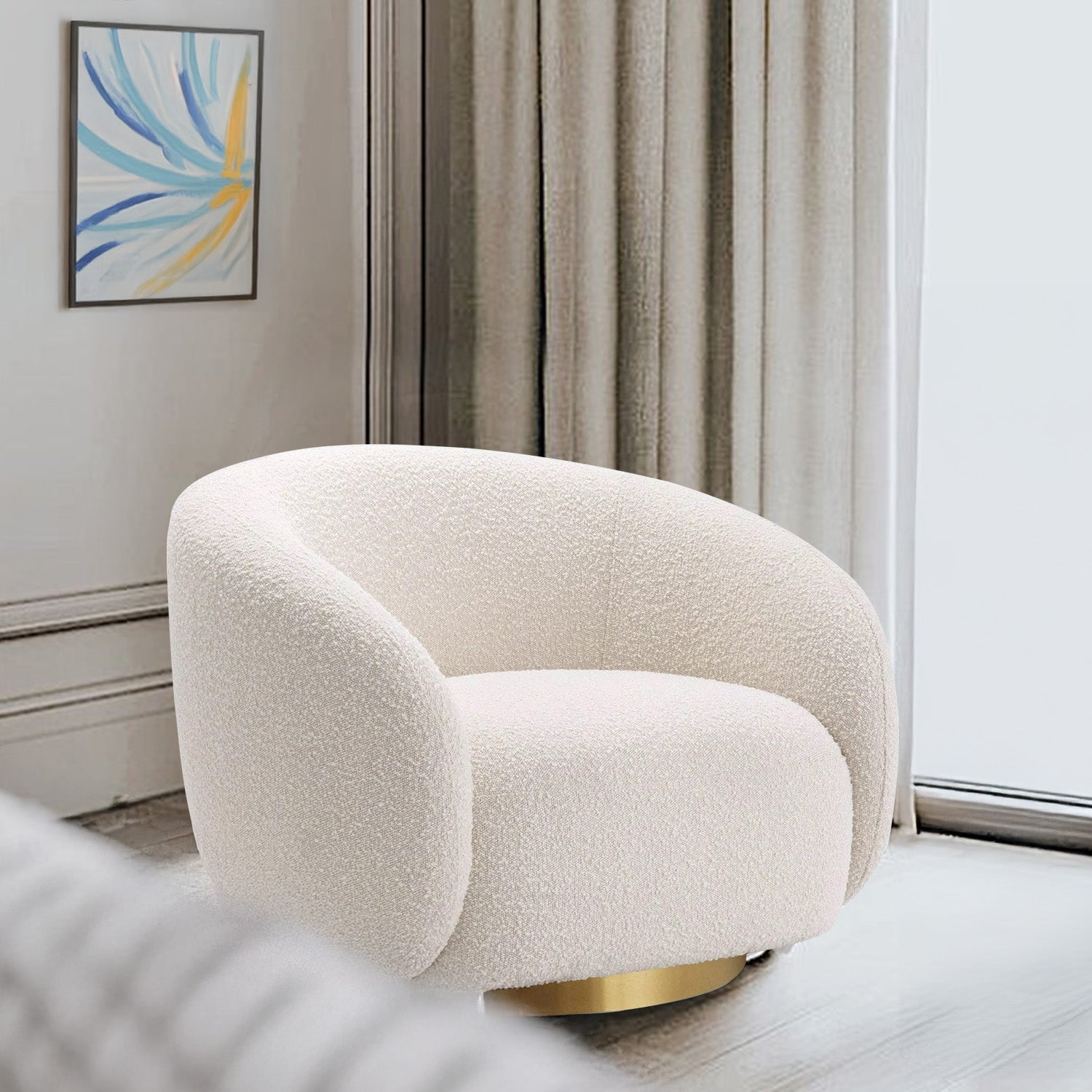 ElegantEnsemble Single Seater Sofa Crème