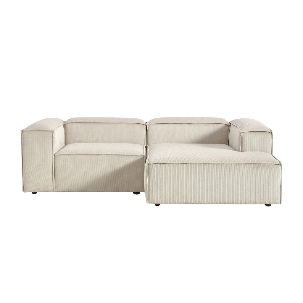 ElegantEdge 2 Seater Versatile Corduroy Creme L Shaped Sofa