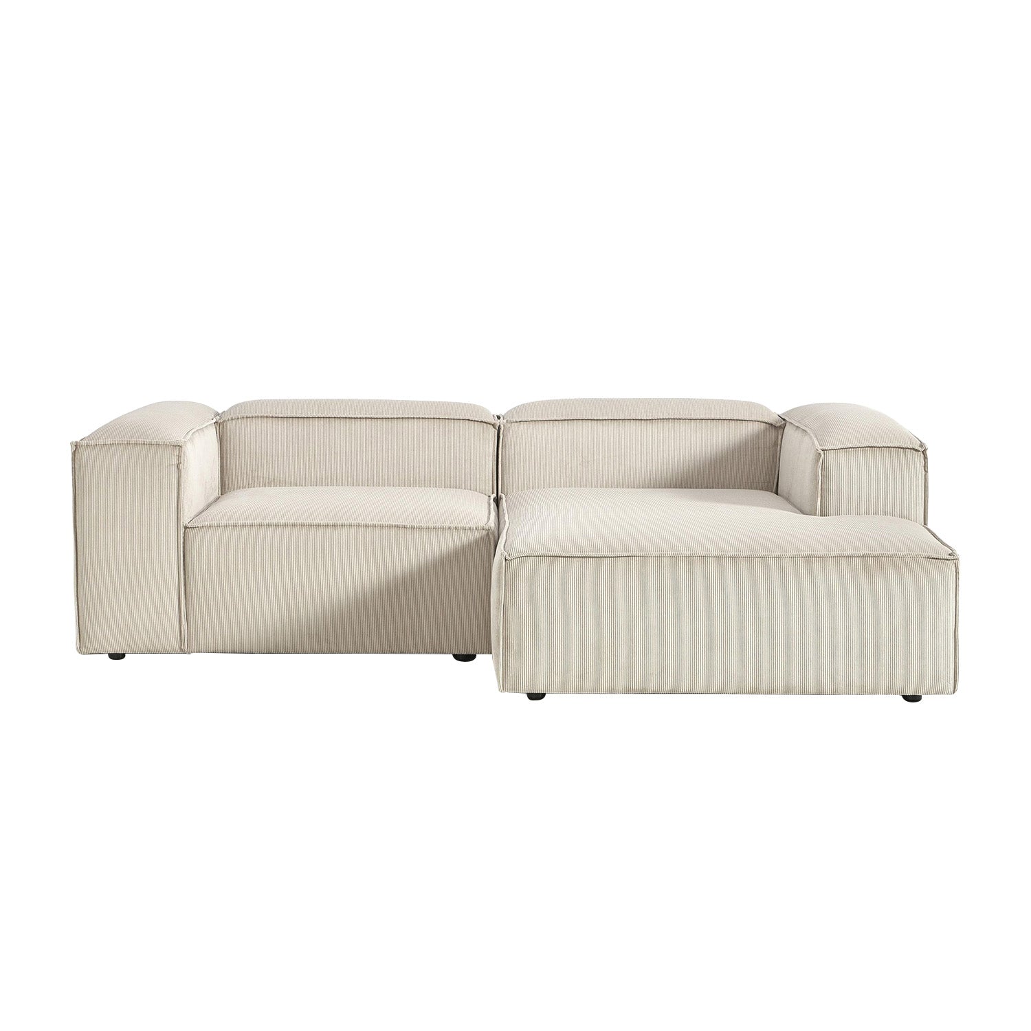ElegantEdge 2 Seater Versatile Corduroy Creme L Shaped Sofa