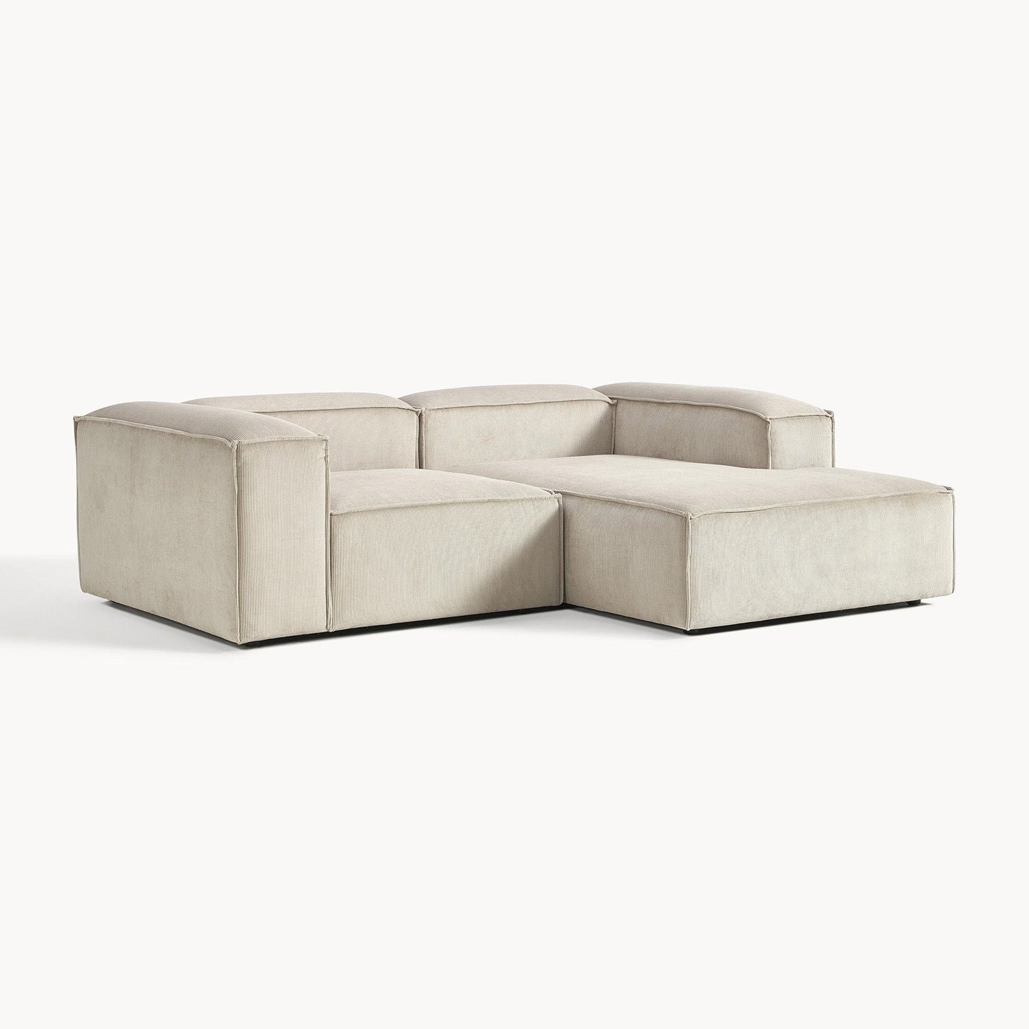 ElegantEdge 2 Seater Versatile Corduroy Creme L Shaped Sofa