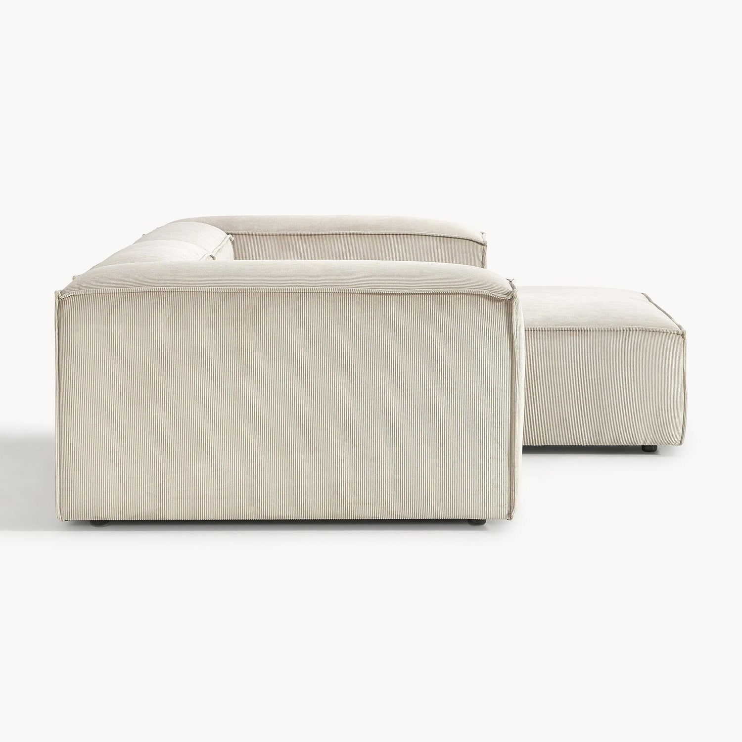 ElegantEdge 2 Seater Versatile Corduroy Creme L Shaped Sofa