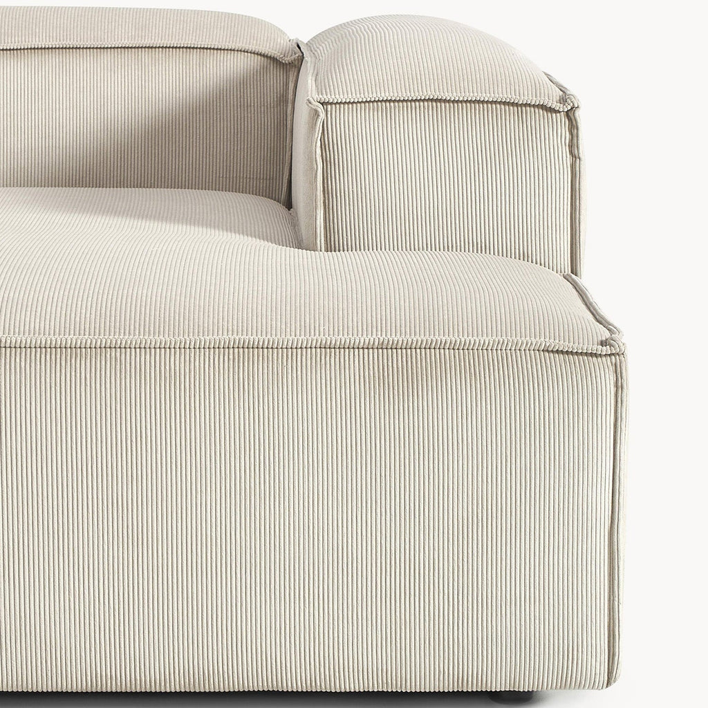 ElegantEdge 2 Seater Versatile Corduroy Creme L Shaped Sofa