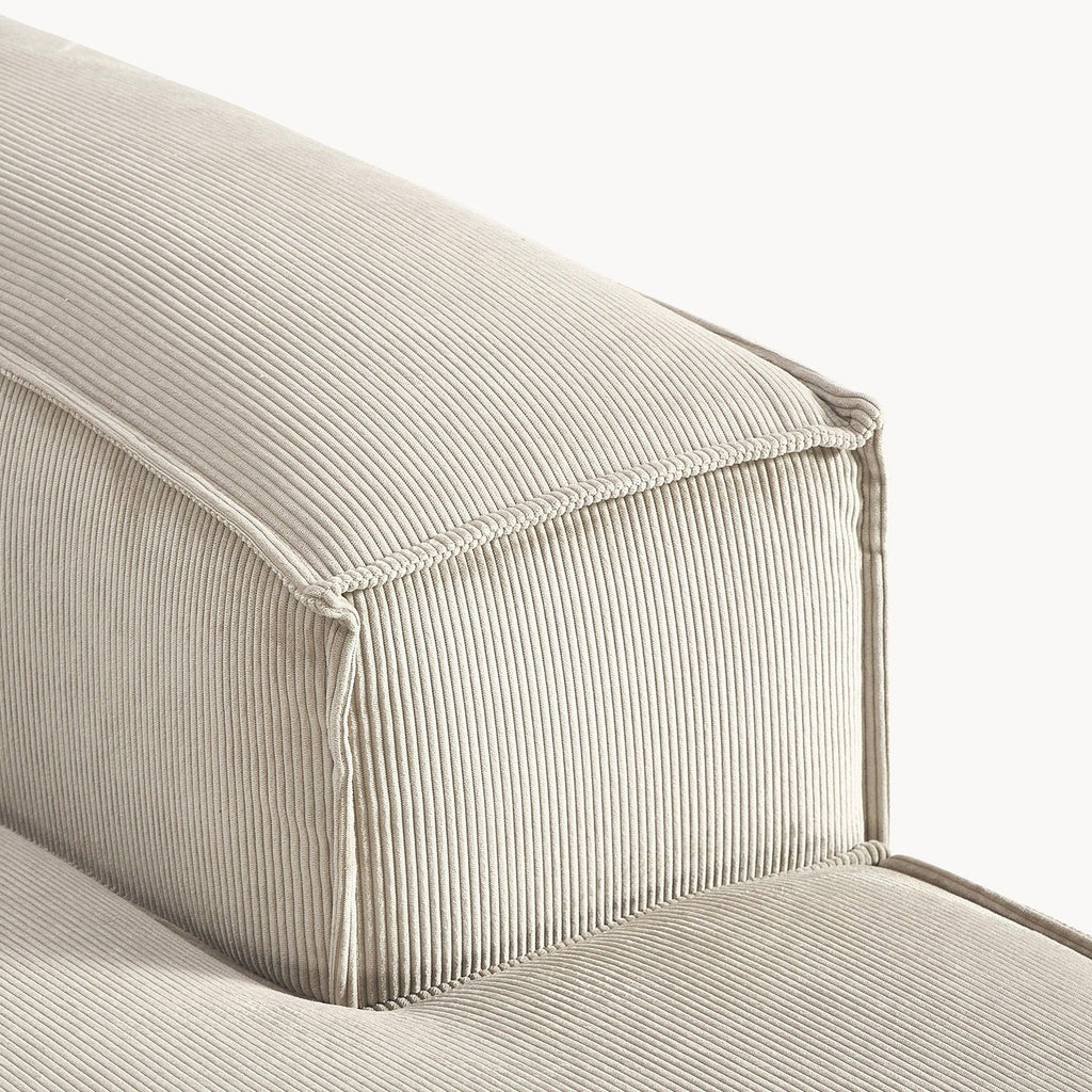 ElegantEdge 2 Seater Versatile Corduroy Creme L Shaped Sofa