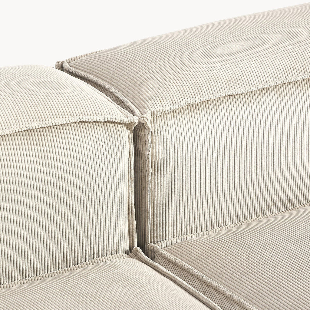 ElegantEdge 2 Seater Versatile Corduroy Creme L Shaped Sofa