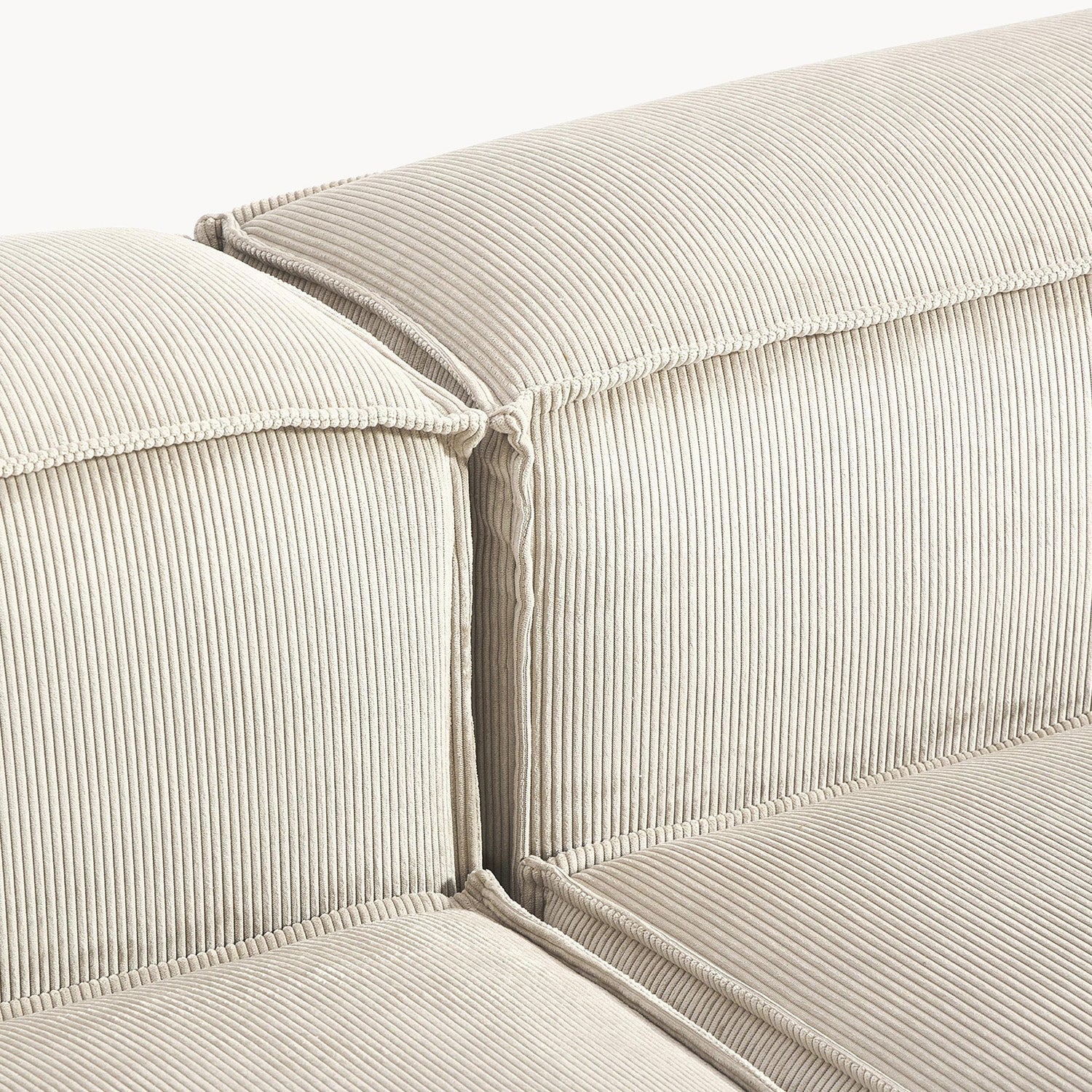 ElegantEdge 2 Seater Versatile Corduroy Creme L Shaped Sofa