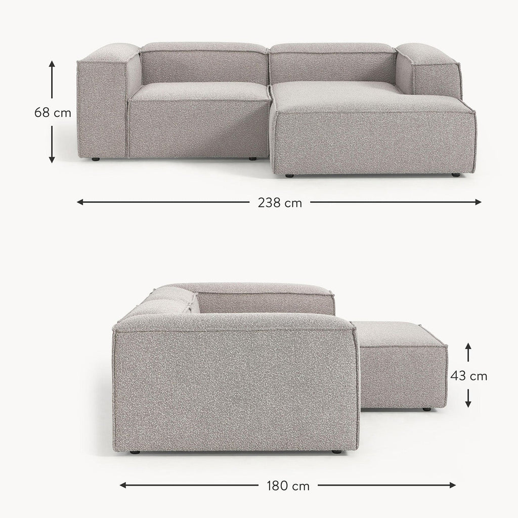 ElegantEdge 2 Seater Boucle Comfortable Dark Grey L Shaped Sofa