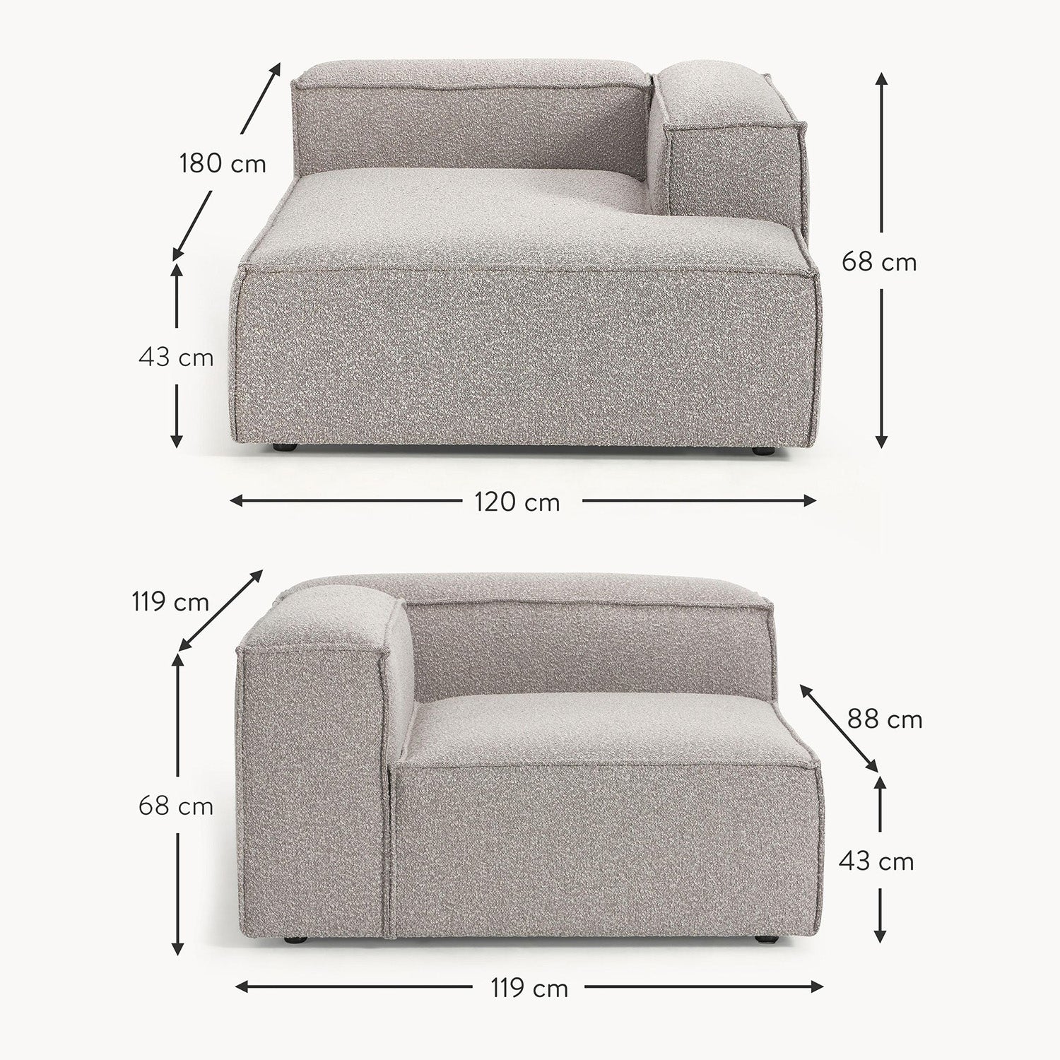 ElegantEdge 2 Seater Boucle Comfortable Dark Grey L Shaped Sofa