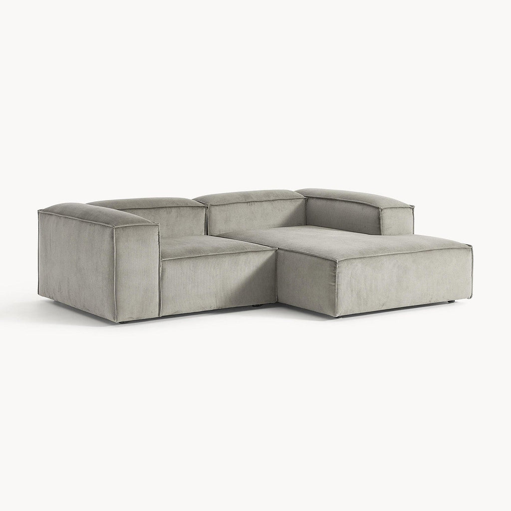 ElegantEdge 2 Seater Versatile Corduroy Grey L Shaped Sofa