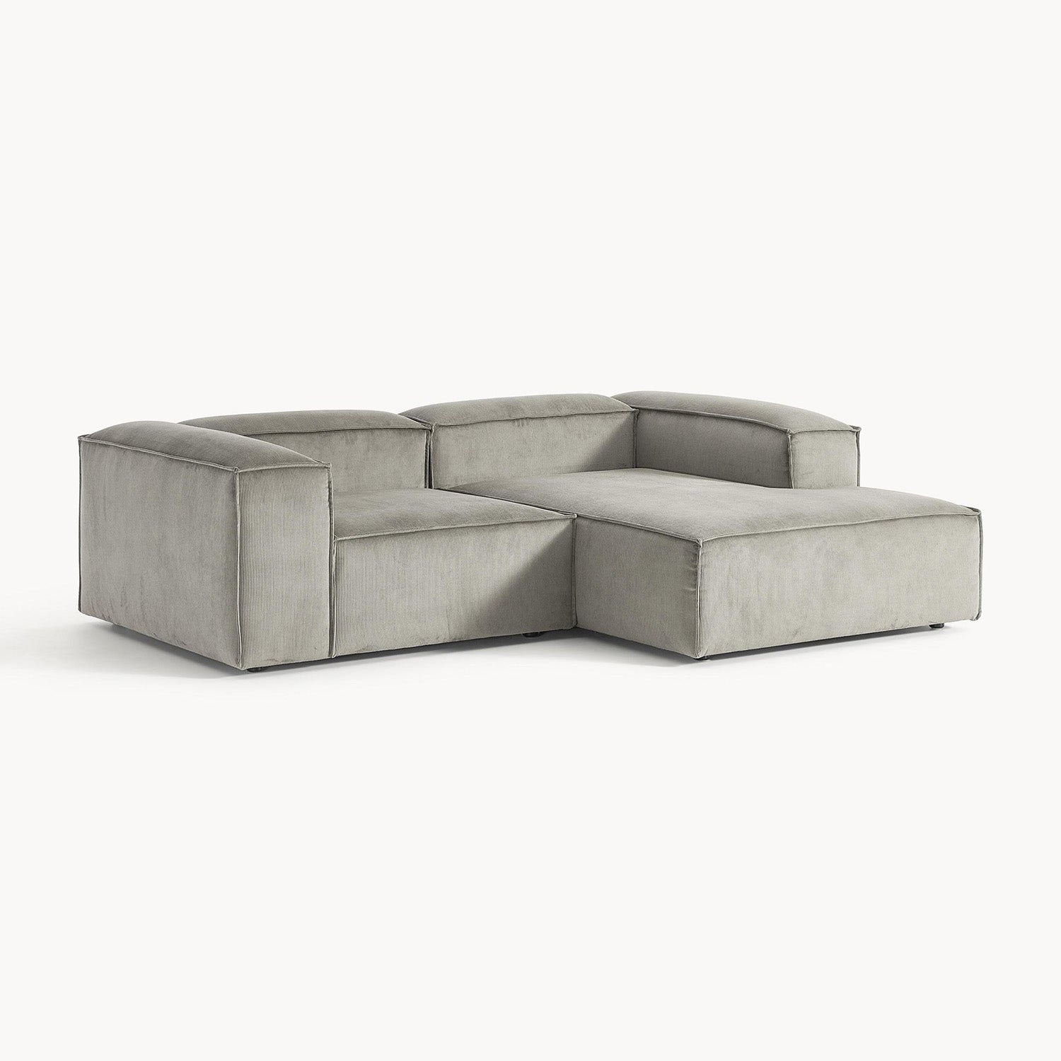 ElegantEdge 2 Seater Versatile Corduroy Grey L Shaped Sofa