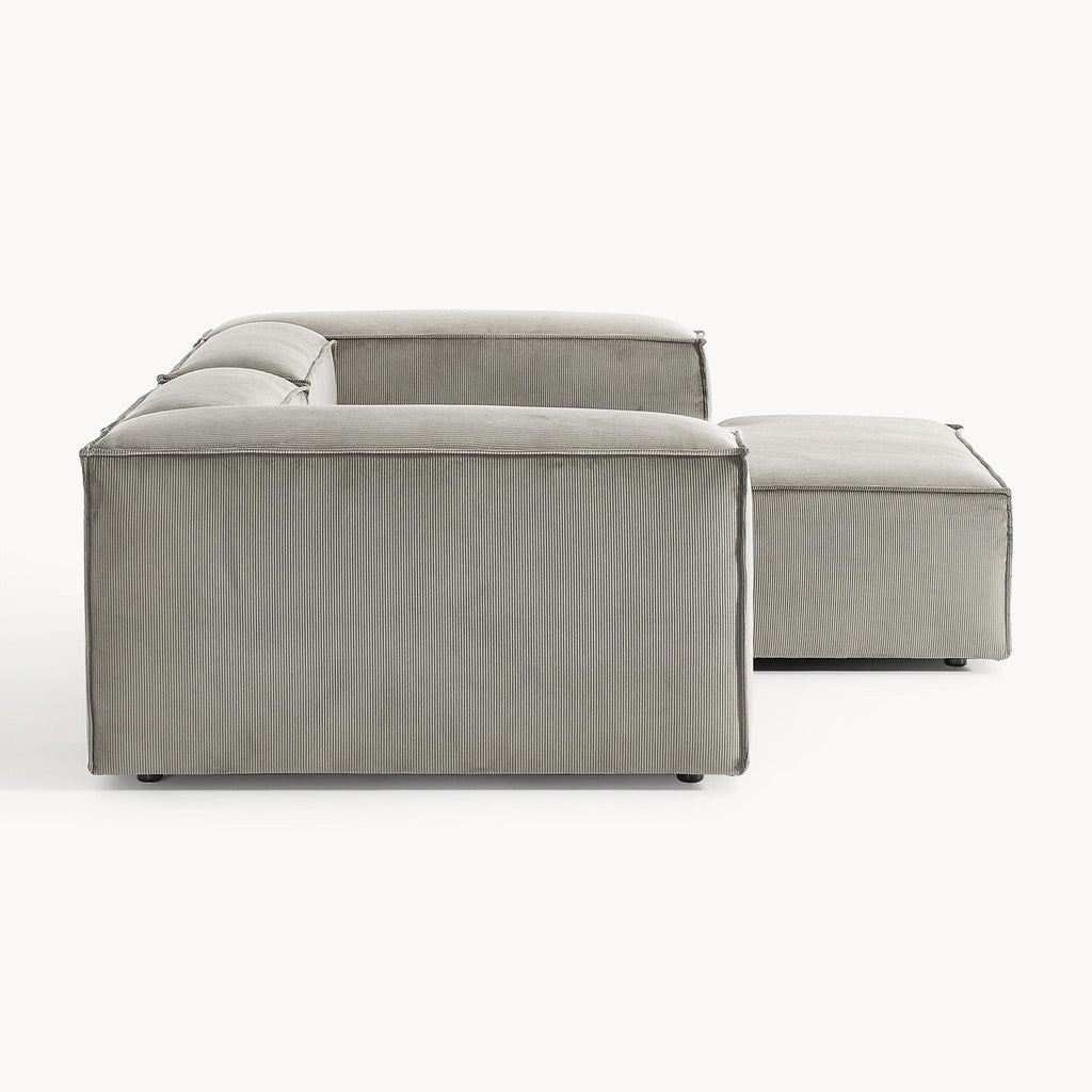 ElegantEdge 2 Seater Versatile Corduroy Grey L Shaped Sofa