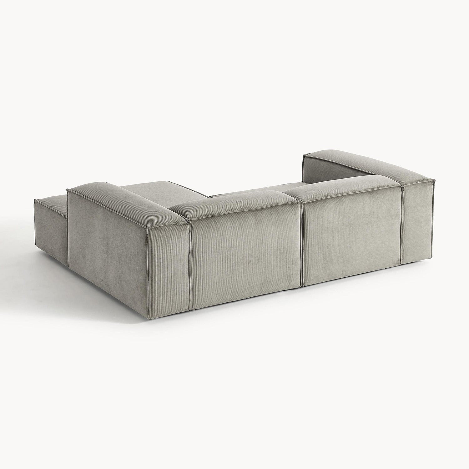 ElegantEdge 2 Seater Versatile Corduroy Grey L Shaped Sofa