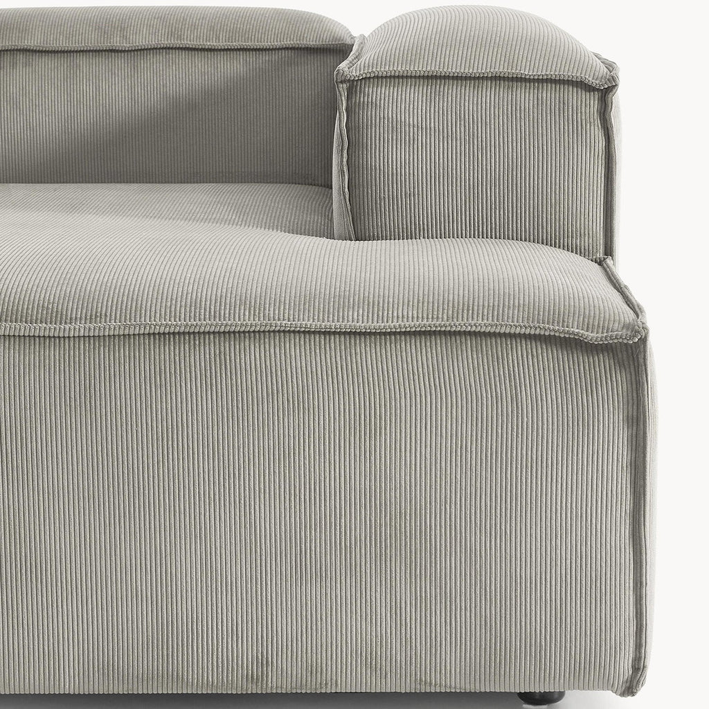 ElegantEdge 2 Seater Versatile Corduroy Grey L Shaped Sofa
