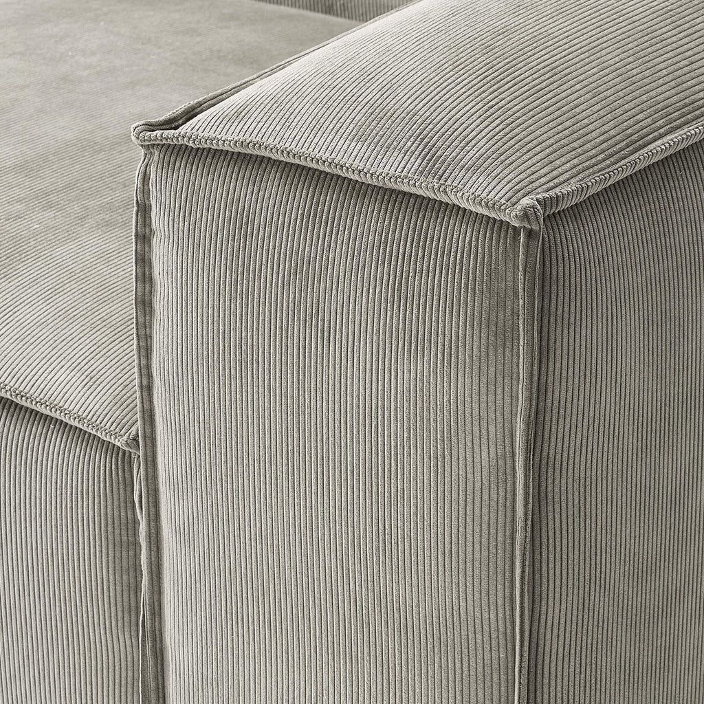 ElegantEdge 2 Seater Versatile Corduroy Grey L Shaped Sofa