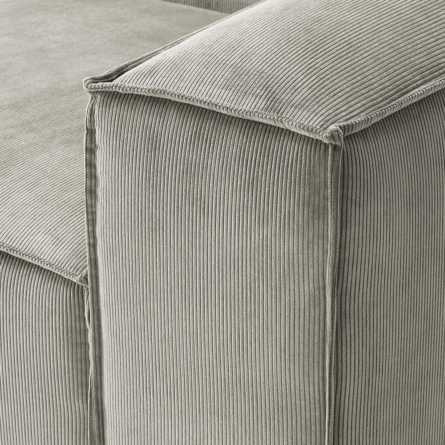 ElegantEdge 2 Seater Versatile Corduroy Grey L Shaped Sofa