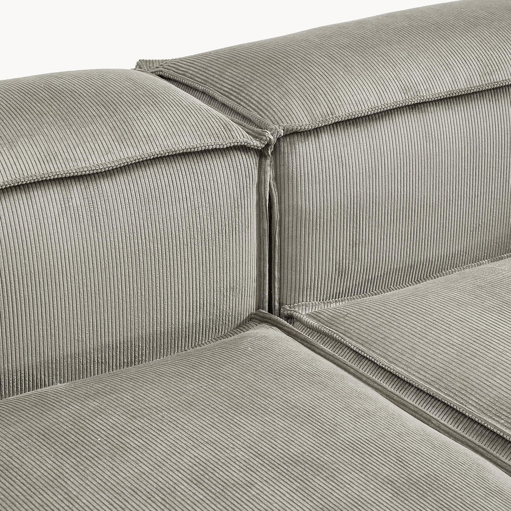 ElegantEdge 2 Seater Versatile Corduroy Grey L Shaped Sofa