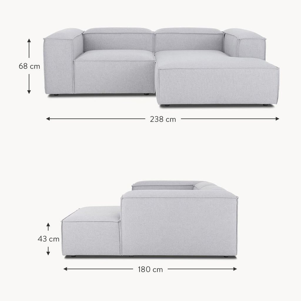 ElegantEdge 2 Seater Versatile, Comfortable Grey L Shaped Sofa