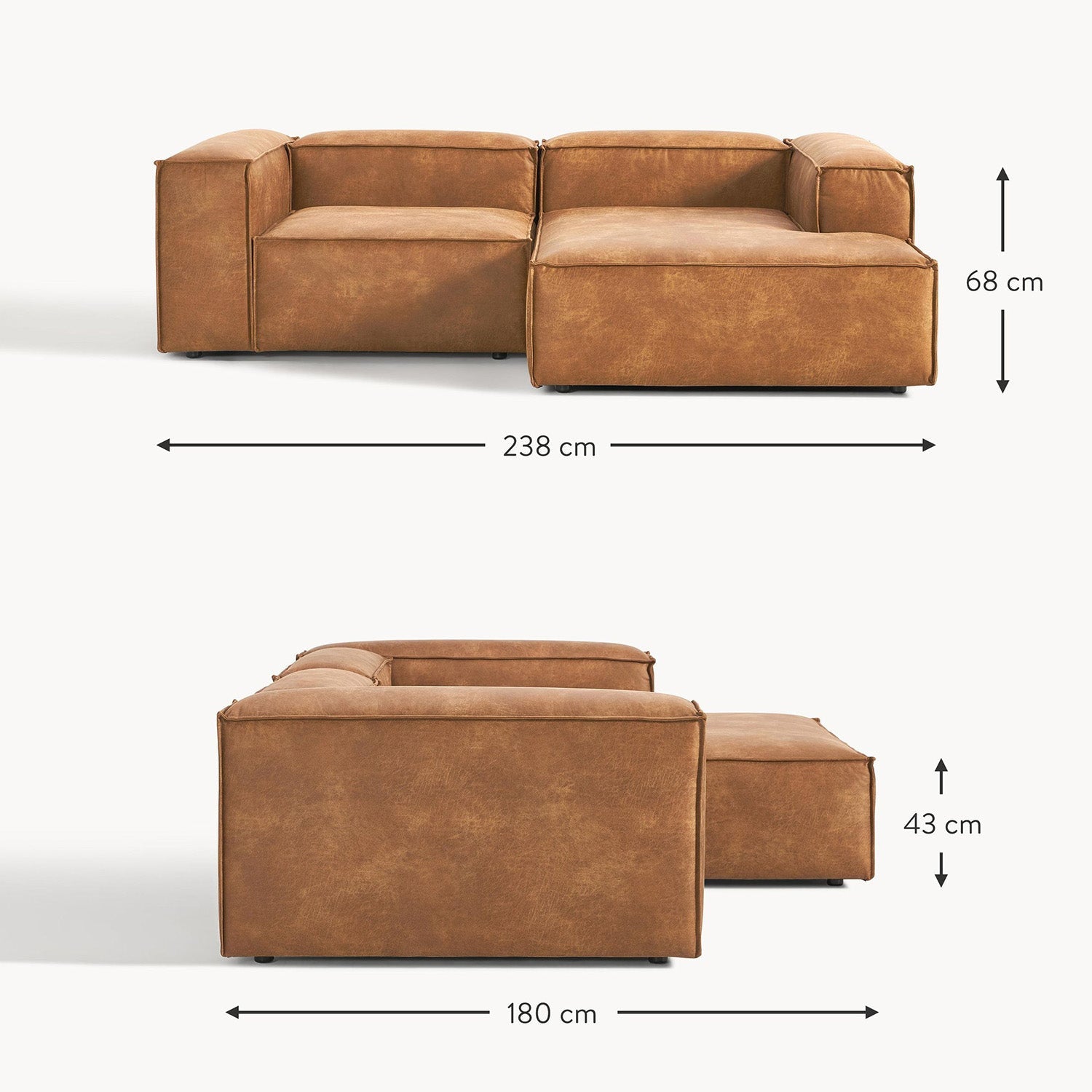 ElegantEdge 2 Seater Comfortable Faux Leather L Shaped Sofa