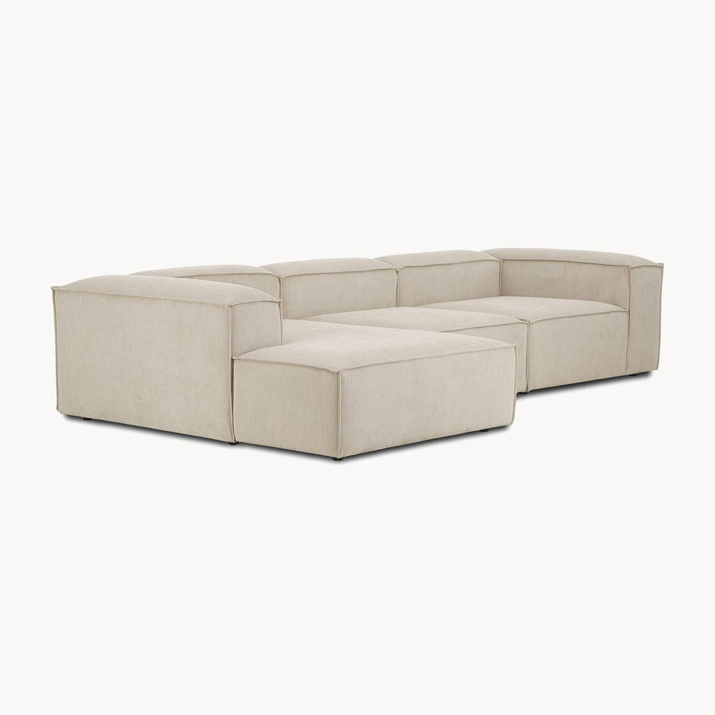 ElegantEdge 2 Seater Corduroy Comfortable Creme L Shaped Sofa