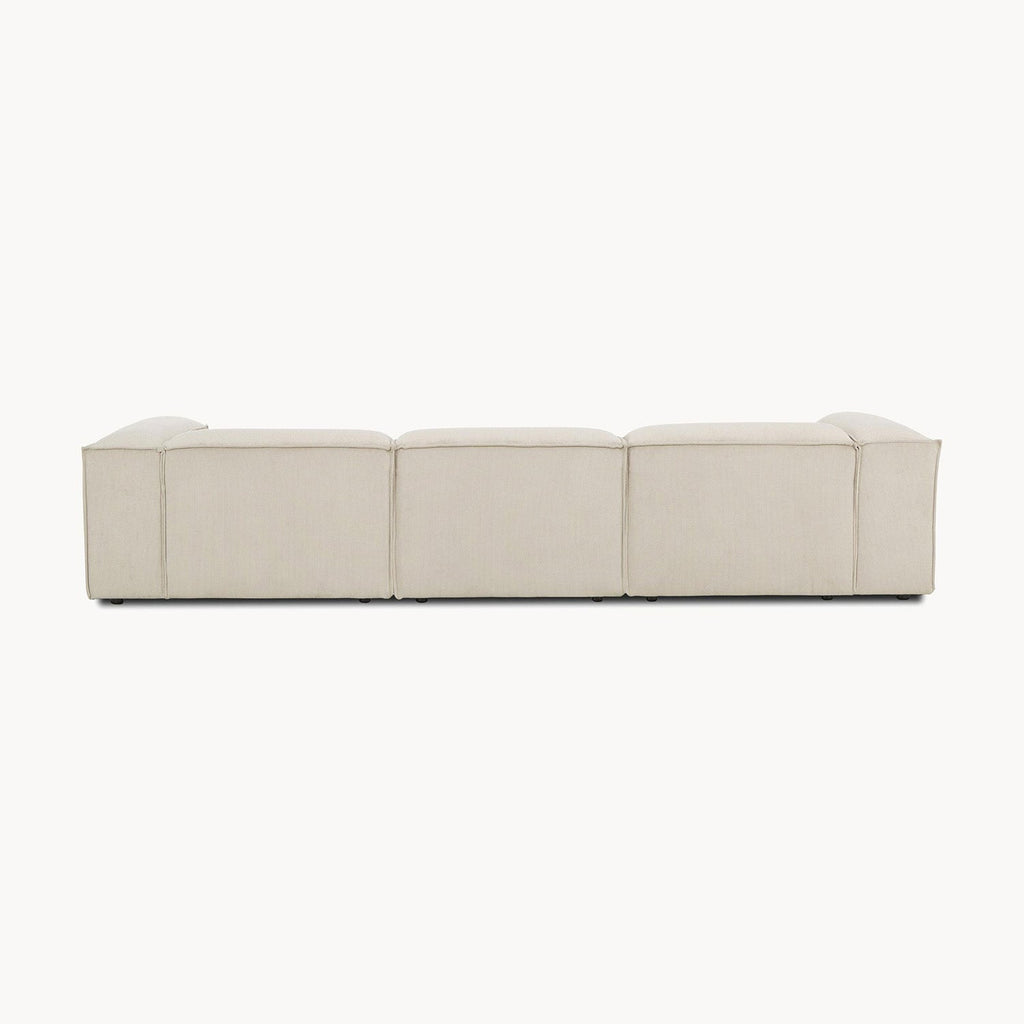 ElegantEdge 2 Seater Corduroy Comfortable Creme L Shaped Sofa