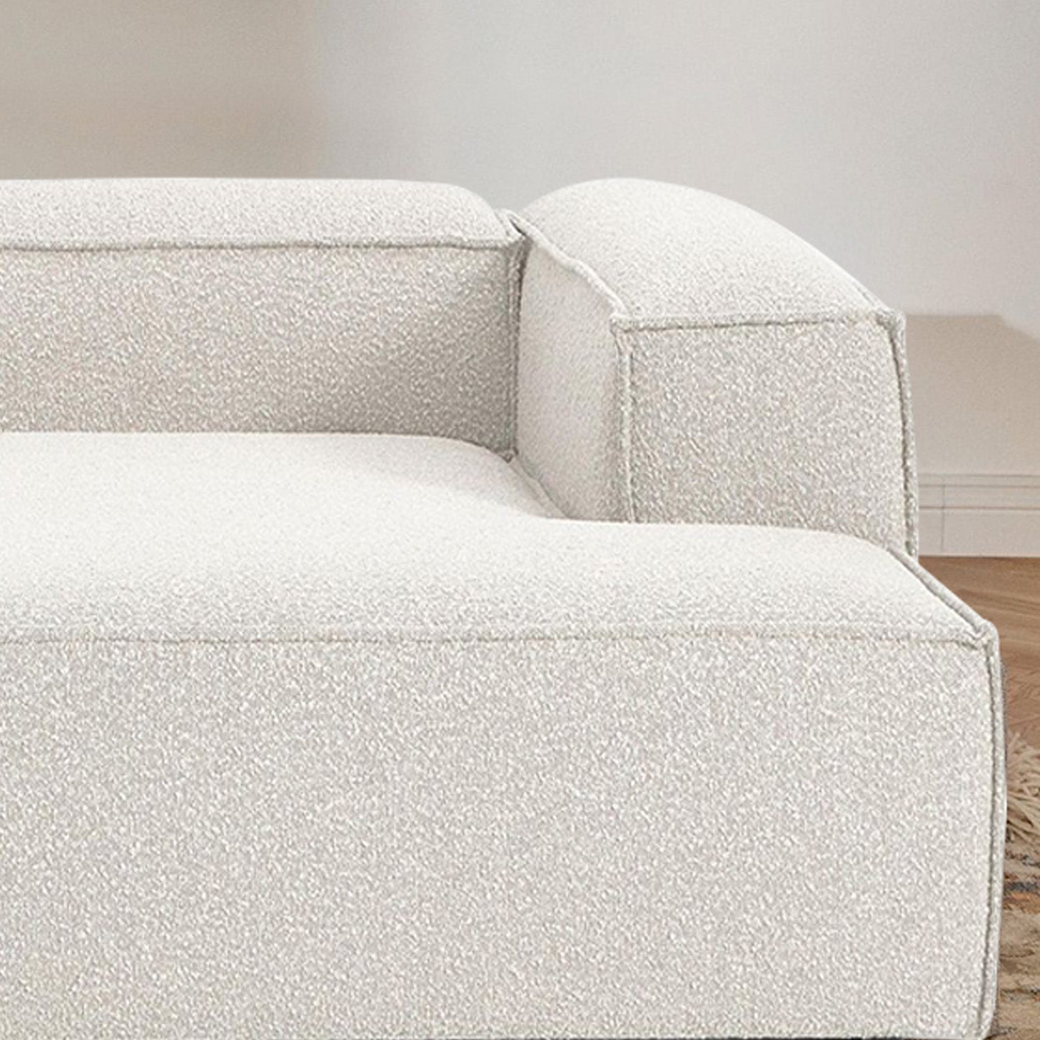 ElegantEdge 2 Seater Corduroy Comfortable Creme L Shaped Sofa