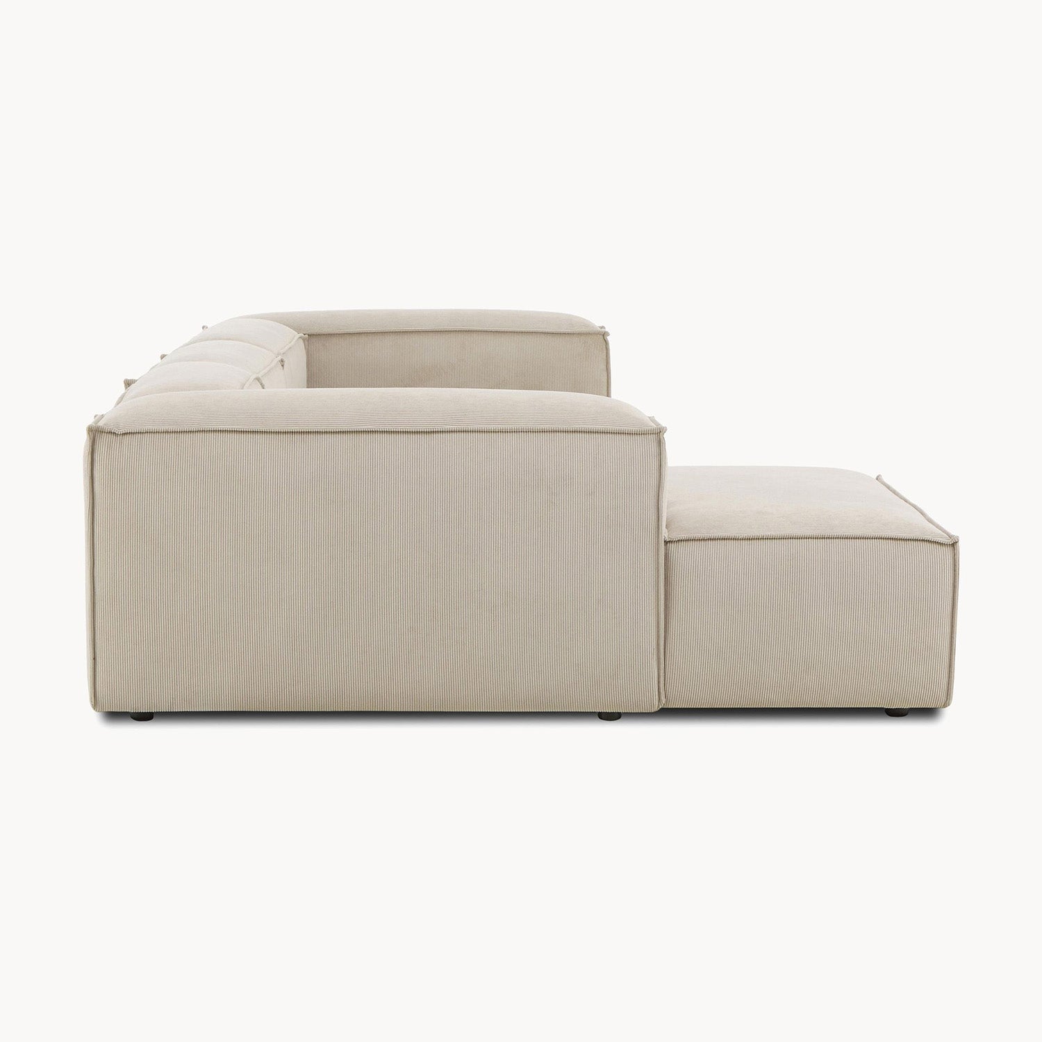 ElegantEdge 2 Seater Corduroy Comfortable Creme L Shaped Sofa