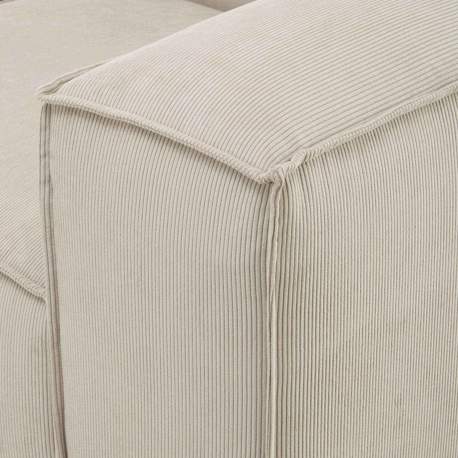 ElegantEdge 2 Seater Corduroy Comfortable Creme L Shaped Sofa