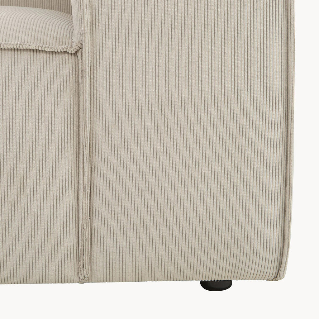 ElegantEdge 2 Seater Corduroy Comfortable Creme L Shaped Sofa