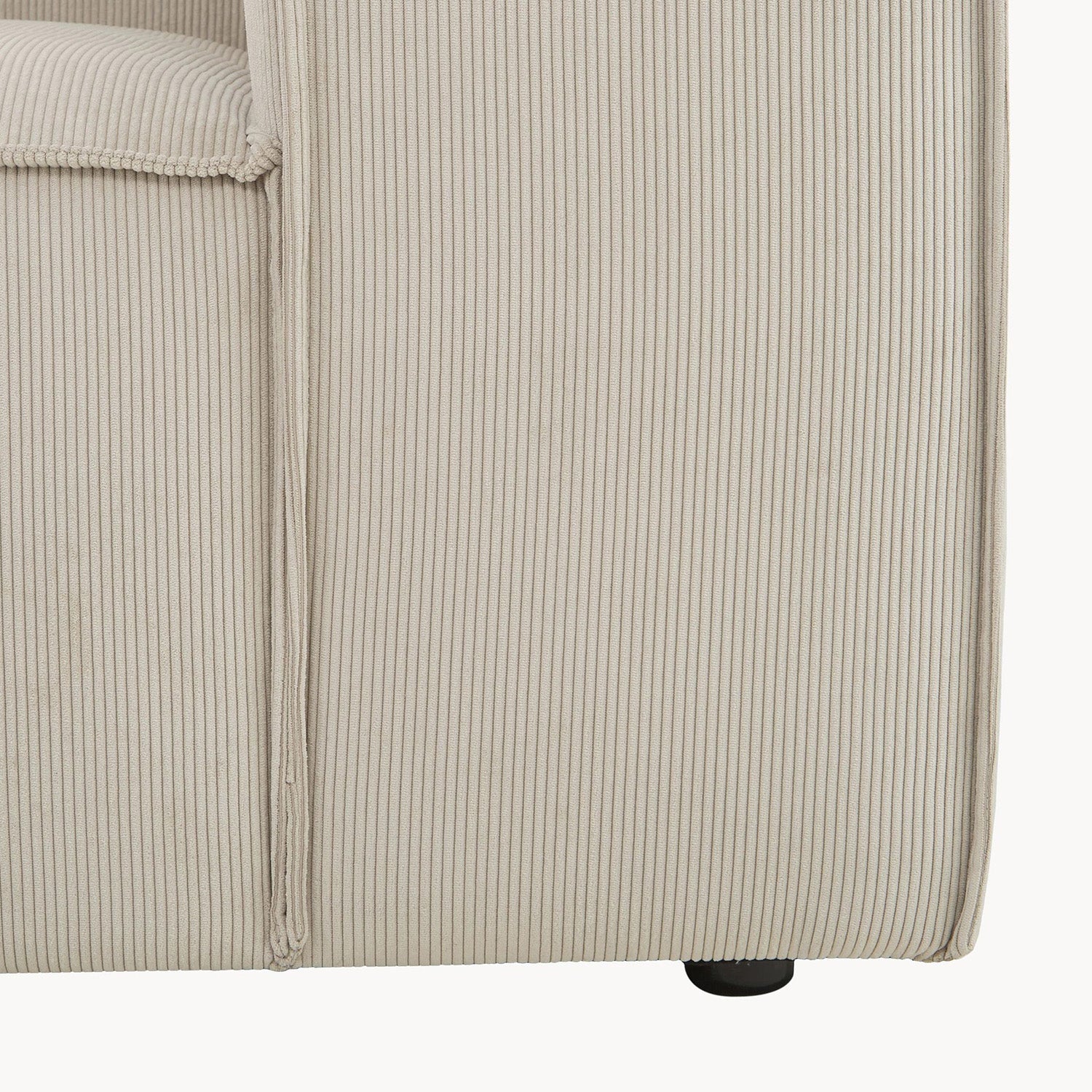 ElegantEdge 2 Seater Corduroy Comfortable Creme L Shaped Sofa